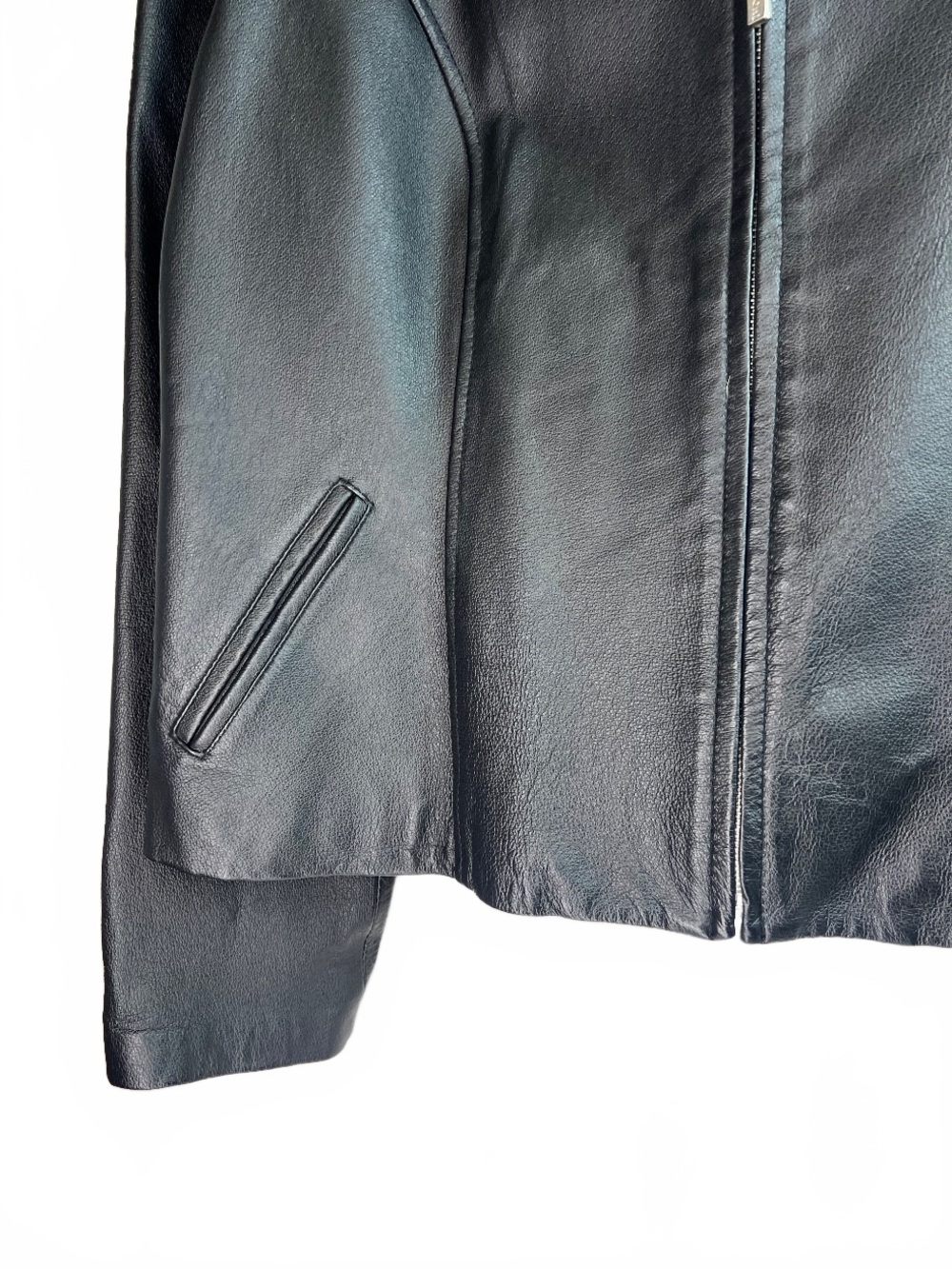Vintage Dona Michi Leather Moto Jacket Black Cropped Motorcycle Jacket Size L - Picture 6 of 8